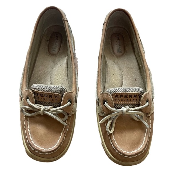 Sperry Topsider Leather Synthetic Flat Shoe Size 6.5 Tan - Picture 2 of 8